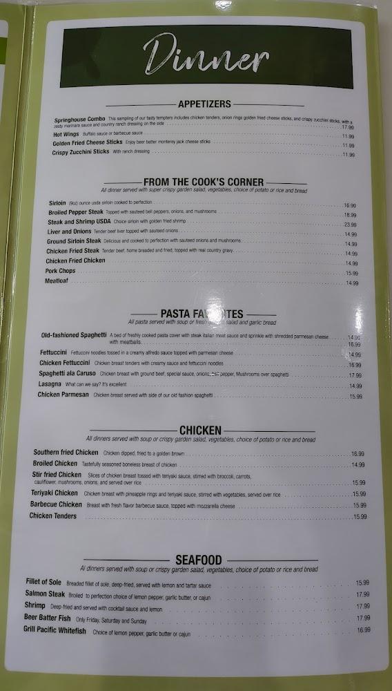 Spring House Family Restaurant Menu image 4